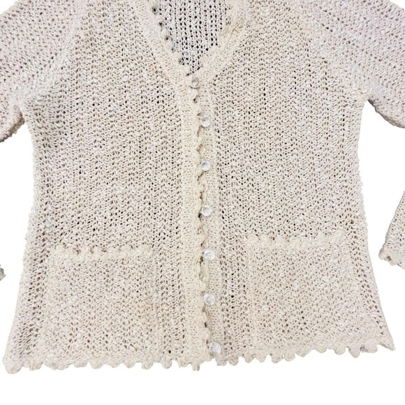 Vintage‎ A Pallas Original Irish Linen Cream Women’s Button Cardigan Sweater MED - Picture 6 of 15
